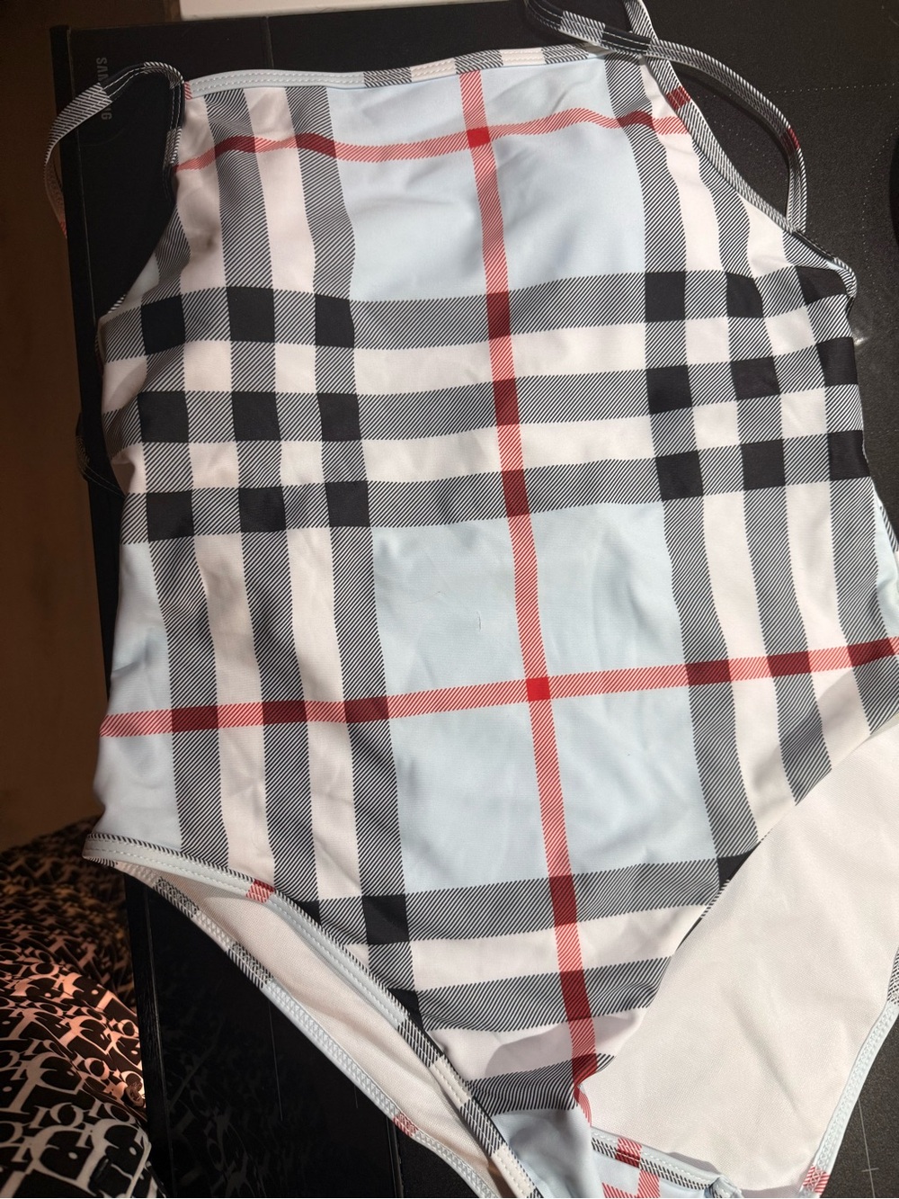 Light Blue Plaid One-Piece Swimsuit this is not authentic Burberry